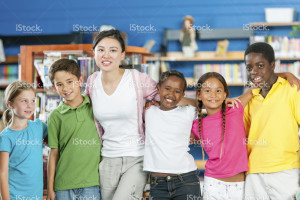 Teacher with her students